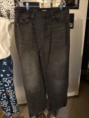 Dark Black High-Waist Utility Pants